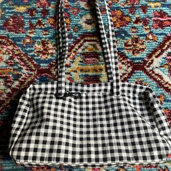 BAGGU Gingham Black and White Nylon Bowler - smaller version 🩷 - Picture 1 of 5